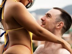 Sexy colombian wife cheats with waiter - big white cock creampie