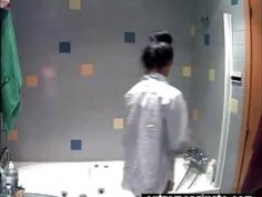 My niece uwaware of bathroom spy cam